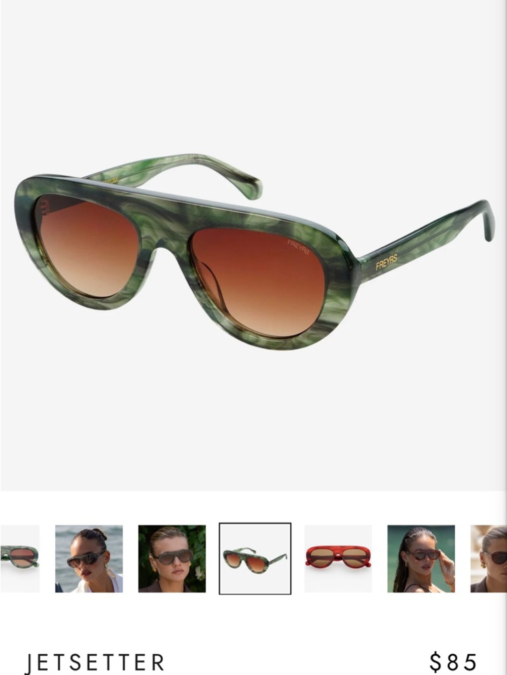 Freyrs Jetsetter Emerald Tortoise Sunglasses with Case